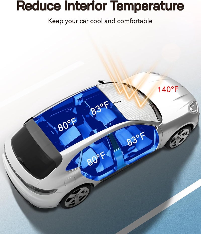 Pigenius Windshield Sun Shade for Dodge Durango 2011-2020. Full Coverage Rearview Mirror Shade for Ultimate Protection - Image 3